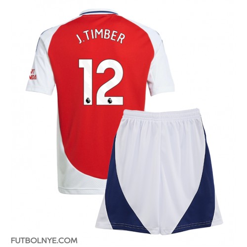 Camiseta Arsenal Jurrien Timber #12 Primera Equipación para niños 2024-25 manga corta (+ pantalones cortos)